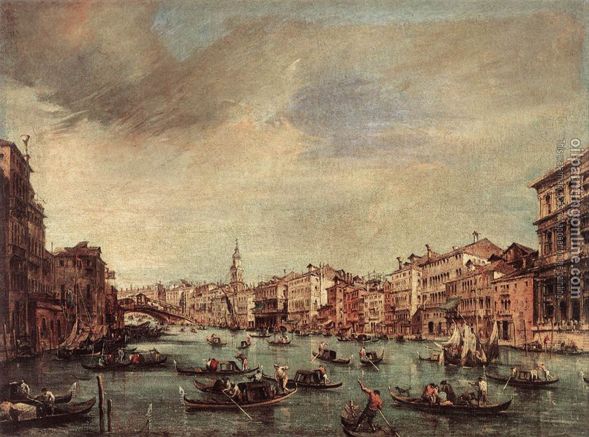 Francesco Guardi - The Grand Canal Looking toward the Rialto Bridge